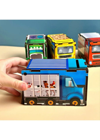 Дерев'яна настільна гра «Автопарк» сортер-комодик Ubumblebees (365640009)
