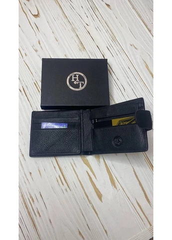Мужской кожаный кошелек HT Leather Черного цвета 163-ND16A H & T (377754624)