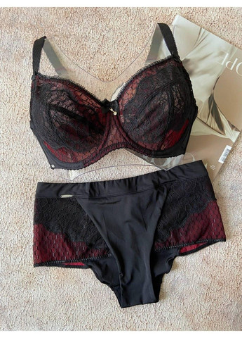 Чорний жіноча нижня білизна комплект на 3 розмір чорний з червоним Lanny Mode
