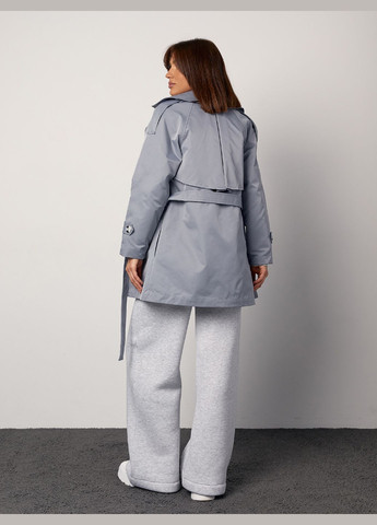 Серое демисезонное Пальто двубортное ISSA PLUS