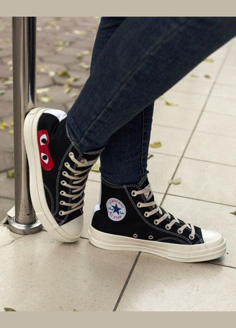 Белые демисезонные кеды мужские converse chuck taylor all star 70 hi comme des garcons play black a08791c No Brand