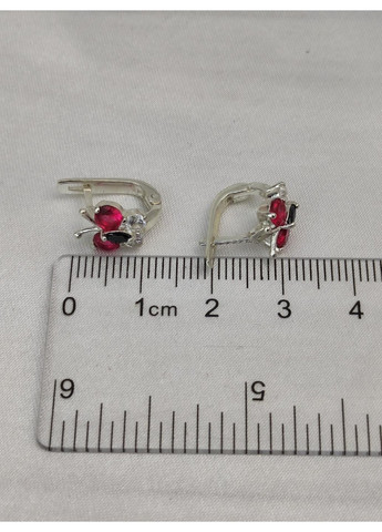 Серебряные серьги Бабочки с малиновыми камушками детские серебро 925 пробы No Brand (367089318)