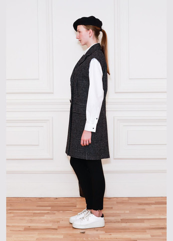 Шерстяная удлиненная жилетка черно-белого цвета в деловом стиле Перла Dolcedonna (307183104)