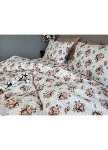 Постільна білизна з резинкою Софія білий, ранфорс гофра (жатка) Двухспальний розмір, наволочки 70/70 No Brand (363190726)