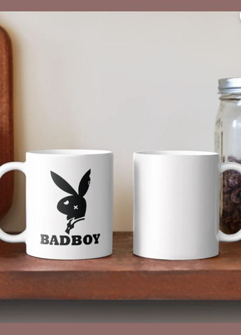 Чашка керамическая кружка с принтом Badboy Заяц Кролик Белая 330 мл Orca (317320507)