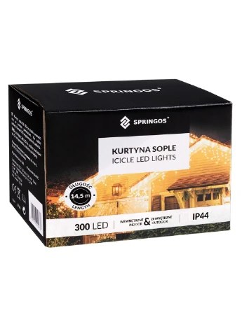 Гірлянда бахрома вулична (зовнішня) 12 м 300 LED Pilot Cold White Springos CL304 (275095494)
