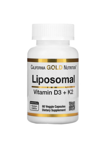 Вітаміни та мінерали Liposomal Vitamin K2+ D3, 60 вегакапсул California Gold Nutrition (294928245)