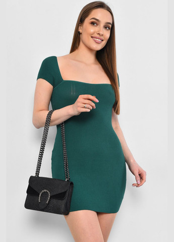 Зеленое кэжуал платье женское однотонное зеленого цвета а-силуэт Let's Shop однотонное