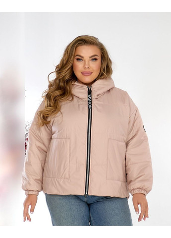 Персиковая демисезонная женская весенняя куртка из плащевки — замеры в описании куртка-пальто Vione