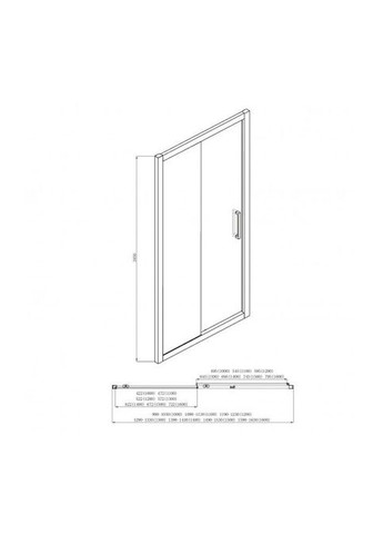 Душова кабіна пристінна A-517 160х80х195 розсувна, профіль хром, скло прозоре Dusel (350315924)