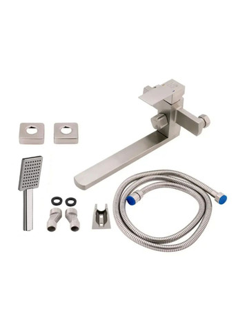 Змішувач для ванни Kubis з поворотним виливом (з душовим гарнітуром) (k35) LDKUB005NKS28537 Nickel LIDZ 005 (323485897)