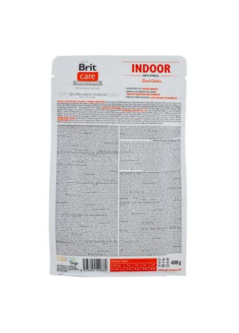 Сухой корм Cat GF Indoor Anti-stress для кошек, постоянно живущих в помещении, курица, 400 г Brit Care (362701842)