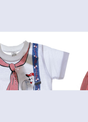 Красный летний костюм с коротким рукавом для мальчика трикотажные с галстуком красный 110 см (31197) BABYKROHA