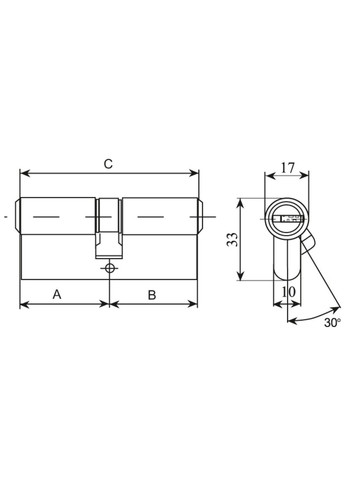 Цилиндр 40/40мм лаз. 80мм 5кл кругл.повор.ант.латунь RDA (322647896)