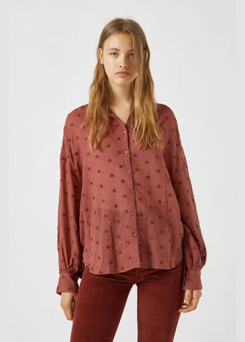 Коричневая блуза демисезон,коричневый, Pull & Bear