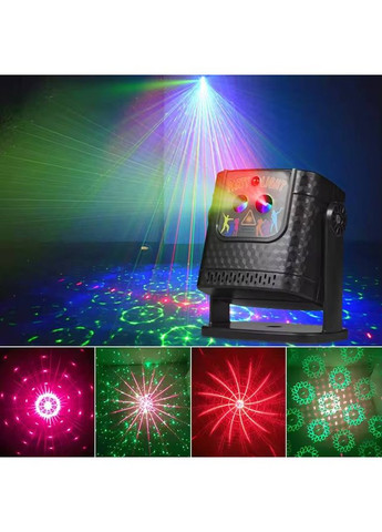 Лазерна установка Party Light, з пультом управління, двоколірна, музична, живлення через USB No Brand (363131255)