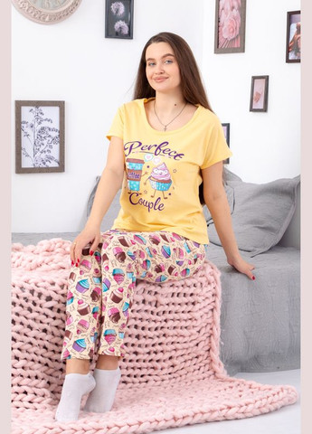 Бежевая всесезон пижама женская (футболка+брюки) футболка + брюки Носи своє