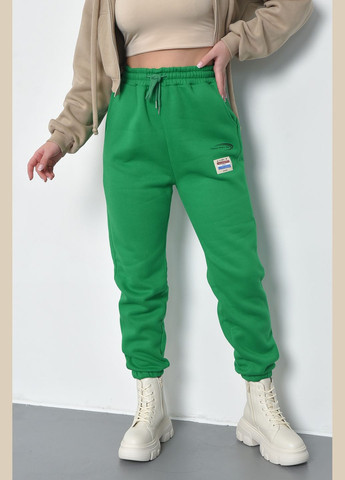 Спортивні штани жіночі на флісі зеленого кольору Let's Shop (285779387)