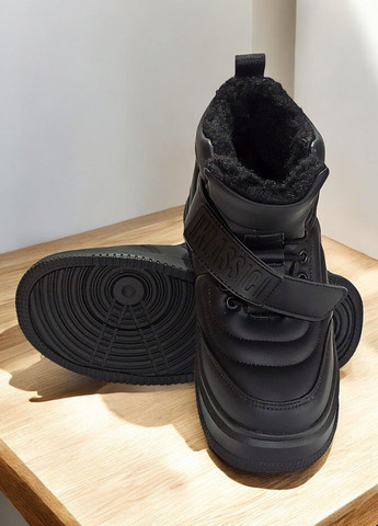 Зимові черевики хайтопи утеплені на овчині для хлопчика підлітка на липучках ТОМ М 11204А чорні Tom.M (303403567)