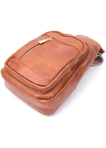 Сумка слінг через плече жіноча з екошкіри для телефону та для документів середня Рудий 38976 Vintage (351403607)