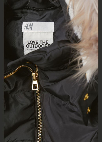 Чорна демісезонна зимова куртка на плюшевій підкладці для дівчинки 0649510001 чорний H&M