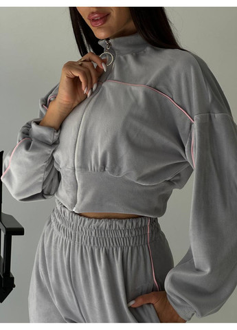 Жіночий велюровий костюм: худі-кроп + штани палаццо MonCher (369000812)