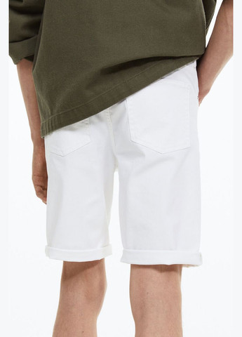 ШОРТИ ЧОЛОВІЧІ БІЛІ ОБЛЯГАЮЧОГО КРОЮ З бавовняного ТВИЛУ - 30 р H&M (340247487)
