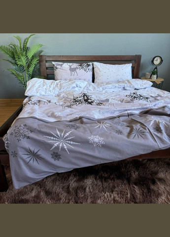 Новогоднее постельное белье хлопковое Двуспальный 180х215 наволочка 70х70 2шт (П4К-post-ng-003-02) No Brand (316231089)