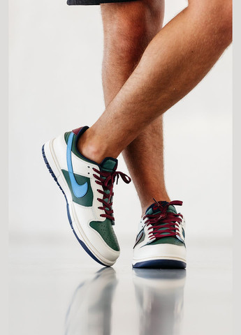 Білі Осінні кросівки чоловічі sb dunk low white red green | найк сб данк низькі білі червоні зелені No Brand