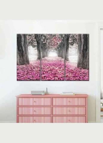 Модульна картина з трьох частин Дорога з квітів 128x81 см (M3_L_95) Art Studio Shop (379847030)