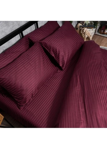 Комплект постільної білизни Satin Stripe двоспальний 175х210 наволочки 2х70х70 (MS-820012922) Moon&Star Burgundy Luxe (389749542)