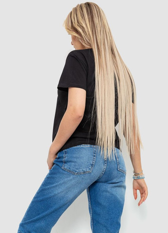 Футболка жіноча з принтом, колір чорний, 221R3004-1 Ager - (313292190)