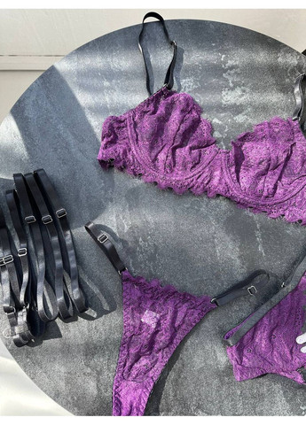 Фіолетовий балконет комплект жіночого білизни | найніжнішим мереживом, Vital-Textile з кісточками поліестер, еластан