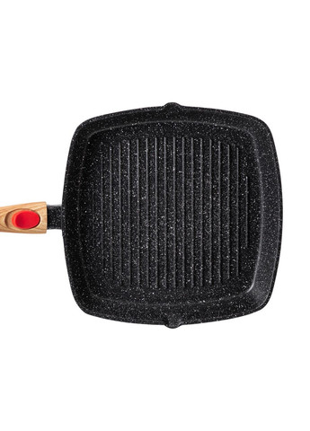 Алюминиевая сковорода-гриль 28 см со стеклянной крышкой, квадратная, черная HP-4-462B MGC (353504611)