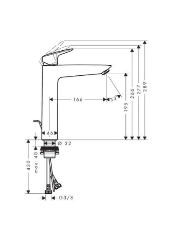Змішувач для умивальника LOGIS, врізний Hansgrohe (401620577)