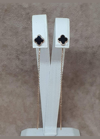 Золоті сережки-протягання Конюшина з емаллю. 400292Е Tango (302661984)