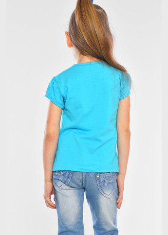 Голубая летняя футболка детская для девочки голубого цвета Let's Shop