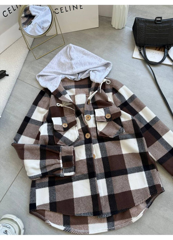 Коричневая повседневный, вечерний, классическая, кэжуал рубашка в клетку FINO Mode с длинным рукавом