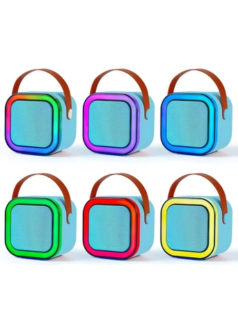 Колонка-караоке Bluetooth портативна бездротова 2в1 + 2 мікрофони RGB-підсвічування Блакитна (R4107) No Brand (361029066)