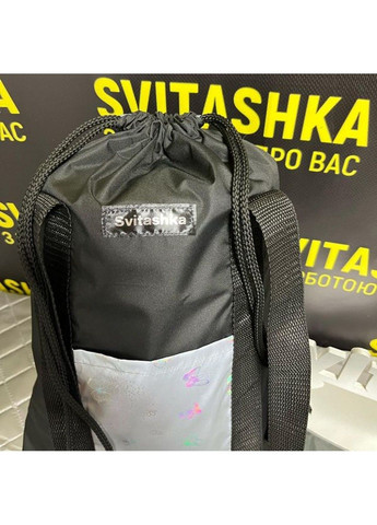 Сумка шопер Svitashka со светоотражающими карманами на шнурке. Черная No Brand (306621788)