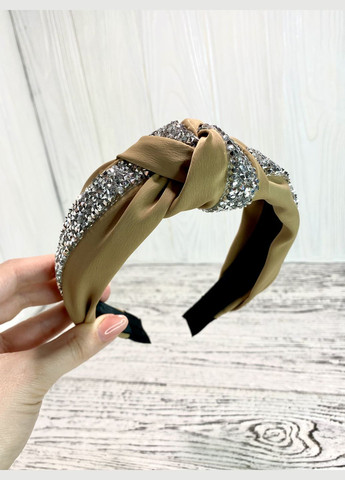 Шикарный женский обруч/чалма для волос Oxa со стразами песчаного цвета Hand Made (330619112)