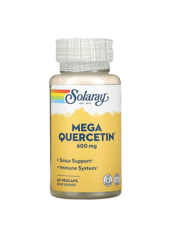 Кверцетин Mega Quercetin 600мг - 60 вег.капсул Solaray (286330398)