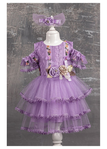 Лілова плаття святкове з прикрасами 2120 ліловий Tivido (306545481)