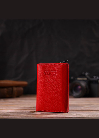 Жіночий картхолдер з автоматичним механізмом для карт та грошей з натуральної шкіри червоний (sku_21933) No Brand (330012907)