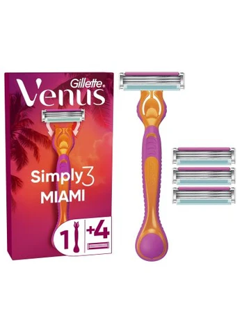 Бритва Simply Venus 3 Miami з 4 змінними картриджами (8700216878333) Gillette Simply Venus 3 Miami з 4 змінними картриджами (401666375)