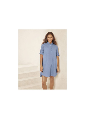 Блакитна повсякденний сукня із суміші льону та бавовни для жінки lidl 418184 46(l) блакитний Esmara