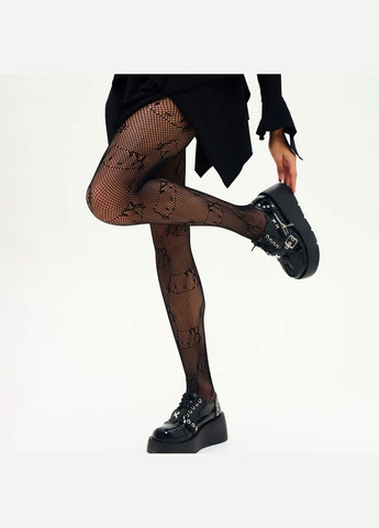 Дівчачі чорні колготки з Хелоу Кіті капронки сітка з мордашками 88689 140-182 см No Brand (358694135)