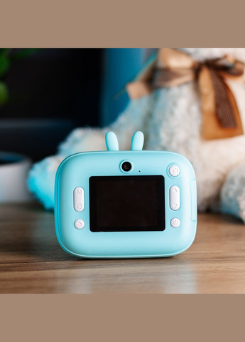 Фотоапарат дитячий з функцією миттєвого друку Зайчик, блакитний Happy Life (328441541)