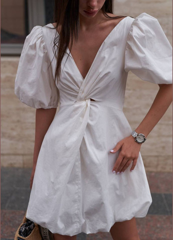 Белое женское короткое платье "балон" ZF inspire