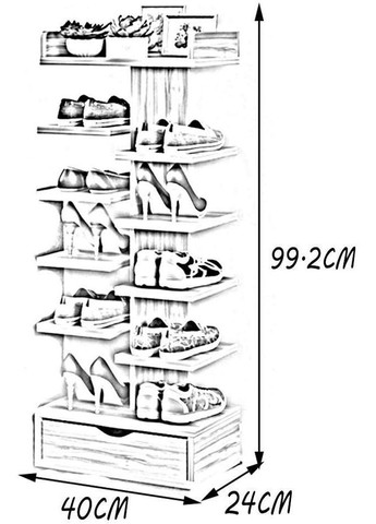 Полка для обуви из дерева Ирхель 10 карри (ПДО-107403) No Brand (327869018)